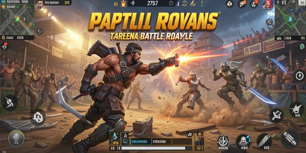Tangkapan layar gameplay seru di 2757 yang menunjukkan pertempuran epik Battle Royale.