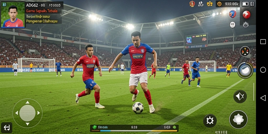 Tampilan gameplay mendebarkan di lapangan sepak bola.