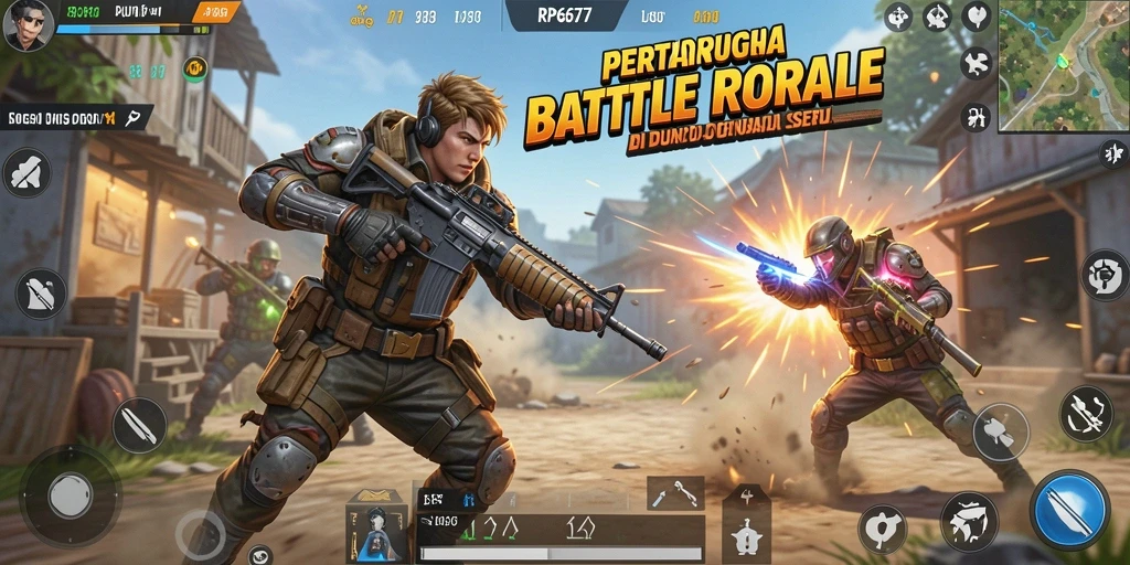 Screenshot menunjukkan aksi intens di arena Battle Royale.