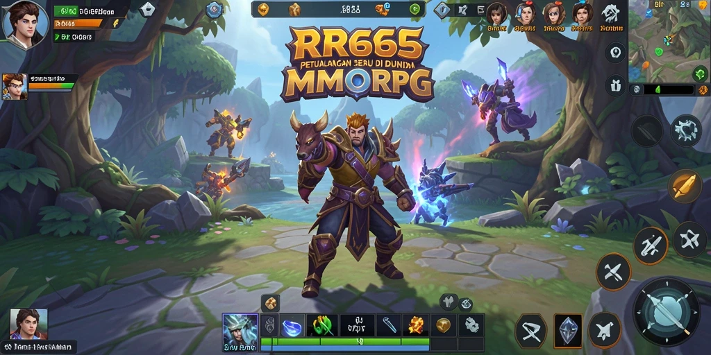 Screenshot gameplay RR666 menampilkan pertarungan seru di dunia MMORPG.