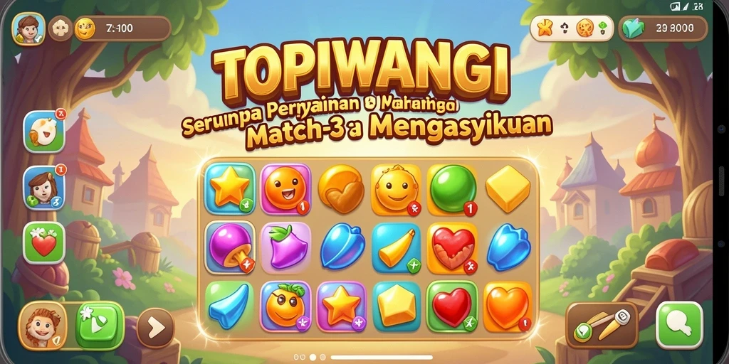 Gameplay seru TOPIWANGI dengan kombinasi item yang menarik.