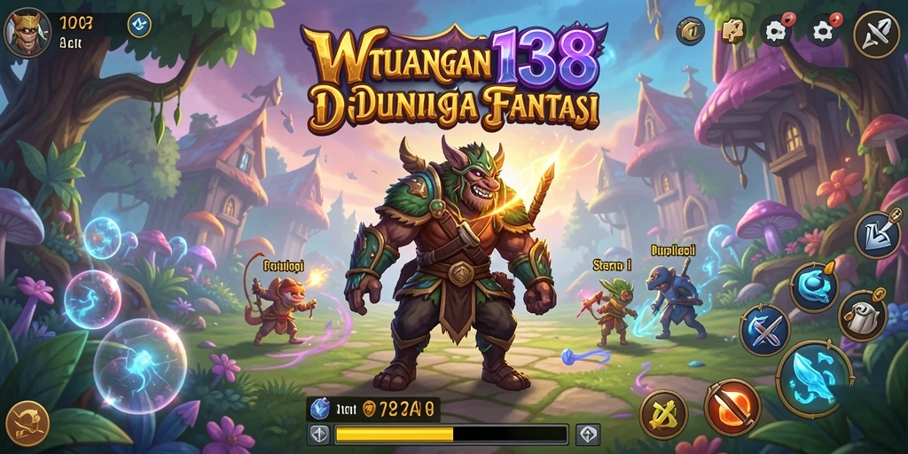 Tampilan screenshot utama WAR138 menampilkan pertarungan epik di dunia fantasi.
